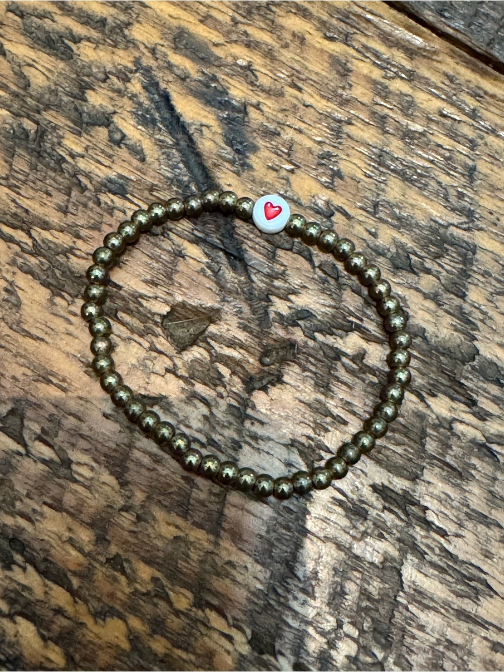Petite Beaded Stretch Bracelet Red Heart Bead